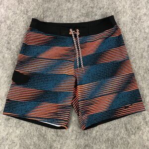 Nike Mens Board Shorts 36 Blue Orange Striped Drawstring Closure Swim Trunks